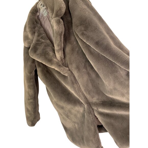 Primark Womens M Teddy Ultra Plush Faux Fur Coat Gray RJ10628 Fall GUC Pockets - Picture 2 of 11